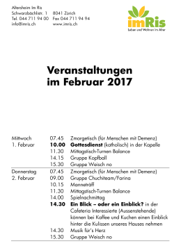 Veranstaltungen im Februar 2017