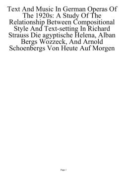 Text And Music In German Operas Of The 1920s: A Study Of The