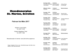 Messdienerplan Februar