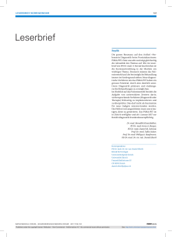 Leserbrief - Swiss Medical Forum