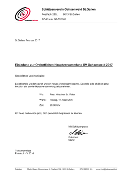 Einladung zur HV - Schützenverein Ochsenweid