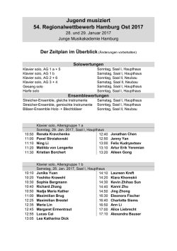 Jugend musiziert 54. Regionalwettbewerb Hamburg Ost 2017