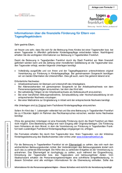 Informationen &uuml;ber die finanzielle F&ouml;rderung f&uuml;r Eltern von