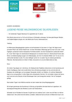 JUGEND-REISE WILDNISWOCHE SILVERLEDEN