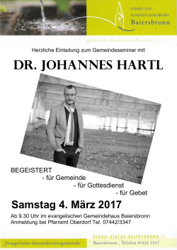 Dr. Johannes Hartl - Evangelische Kirchengemeinde Baiersbronn