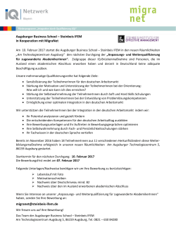 Augsburger Business School – Steinbeis IFEM in Kooperation mit