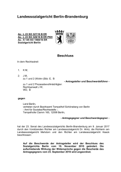 L 23 SO 327/16 B ER - Landessozialgericht der Länder Berlin und