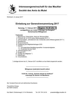 Einladung zur Generalversammlung 2017 - IG