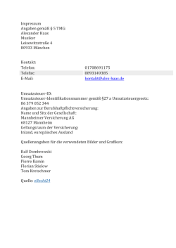 Impressum Angaben gem&auml;&szlig; &sect; 5 TMG