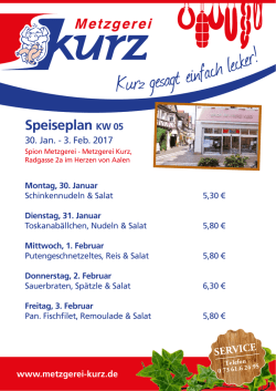 Speiseplan - Metzgerei Kurz