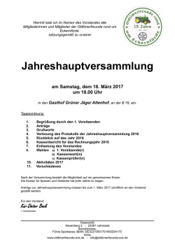 Hiermit laden wir alle Mitgliederinnen und Mitglieder der