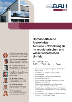 Homöopathische Arzneimittel Aktuelle Entwicklungen - BAH-Bonn