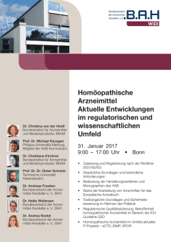 Hom&ouml;opathische Arzneimittel Aktuelle Entwicklungen - BAH-Bonn