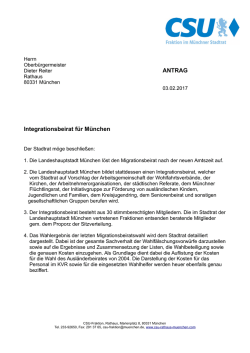 Integrationsbeirat f&uuml;r M&uuml;nchen ANTRAG