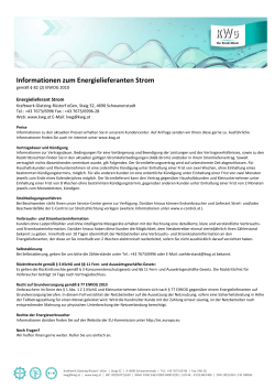 Informationen zum Energielieferanten Strom