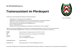 Der SRV Bielefeld bietet an: Trainerassistent im Pferdesport