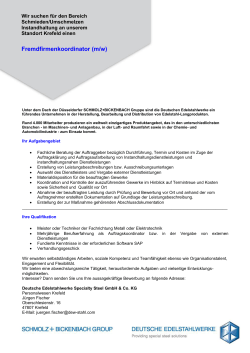Fremdfirmenkoordinator (m/w) - Deutsche Edelstahlwerke GmbH