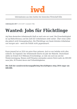 Wanted: Jobs für Flüchtlinge
