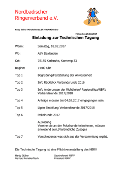 Einladung Technische Tagung 2017