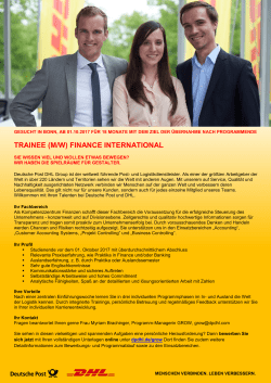 TRAINEE (M/W) FINANCE INTERNATIONAL