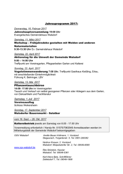Jahresprogramm 2017: Pflanzentauschb&ouml;rse Samstag, 1.Juli 2017