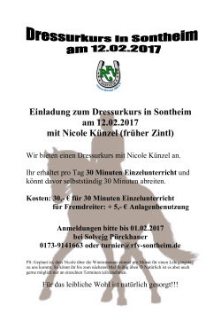 Einladung zum Dressurkurs in Sontheim am 12.02 - RFV