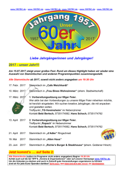 Jahresprogramm 2017 - Jahrgang 1957 Biberach