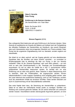 1 Géza G. Xeravits Peter Porzig Einführung in die Qumran