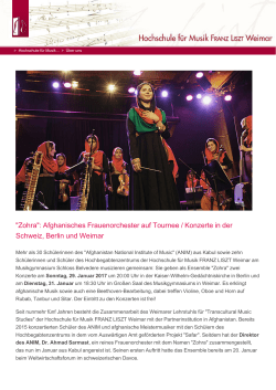 "Zohra": Afghanisches Frauenorchester auf Tournee / Konzerte in