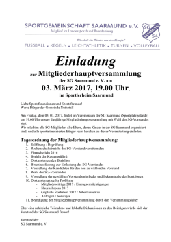 diesj&auml;hrige Mitgliederhauptversammlung