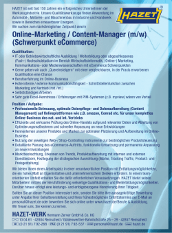 Online-Marketing / Content-Manager (m/w) (Schwerpunkt