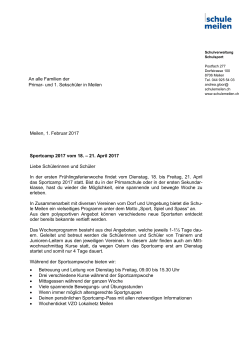 Ausschreibung Sportcamp 2017