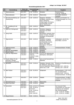 Veranstaltungskalender 2017 Anlage 1 zur Vorlage 26