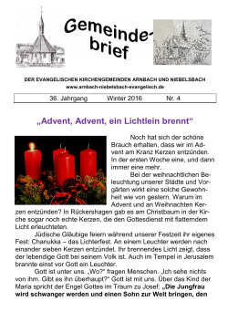 Advent/Weihnachten 2016 - Evangelische Kirchengemeinden