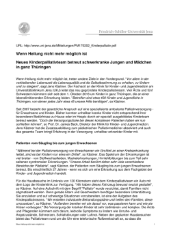 Wenn Heilung nicht mehr m&ouml;glich ist Neues Kinderpalliativteam