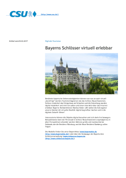 Bayerns Schlösser virtuell erlebbar