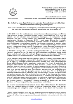 Ein Asylantrag kann abgelehnt werden, wenn - curia