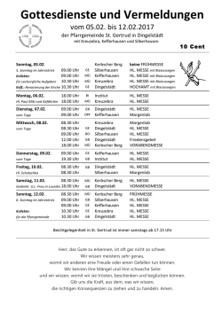 Gottesdienste und Vermeldungen