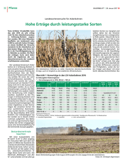 Hohe Ertr&auml;ge durch leistungsstarke Sorten