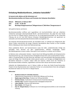 Einladung Medienkonferenz „Initiative SwissSkills“