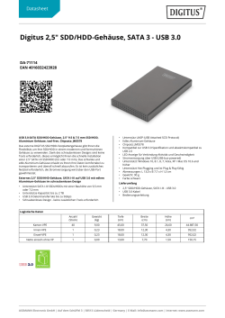 Digitus 2,5" SDD/HDD-Gehäuse, SATA 3
