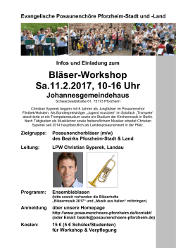 Einladung zum Bläser-Workshop mit LPW Syperek