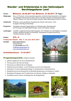 Wander- und Erlebnisreise in den Nationalpark Berchtesgadener