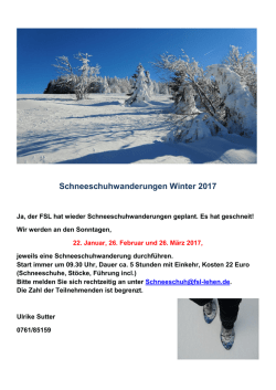 Schneeschuhwanderungen Winter 2017
