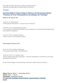 Hochschul&ouml;ffentl. Probevortr&auml;ge im Rahmen des Berufungsverfahren