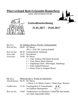 Gottesdienstordnung vom 31.01.17