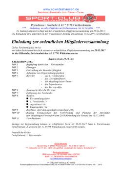 Einladung zur ordentlichen Mitgliederversammlung
