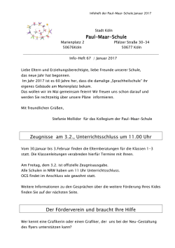 Infoheft 67 Januar 2017 - Paul-Maar-Schule-K&ouml;ln