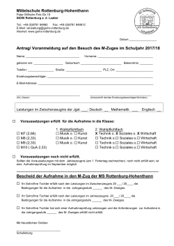 Anmeldung M-Zug - Grund- und Mittelschule Rottenburg