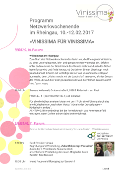 Programm Netzwerkwochenende im Rheingau, 10